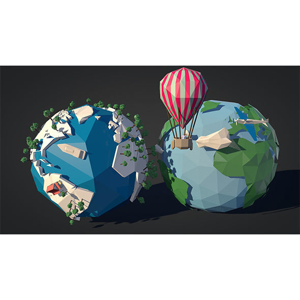 Low-Poly-Earth Pack Low-poly 3D model_2