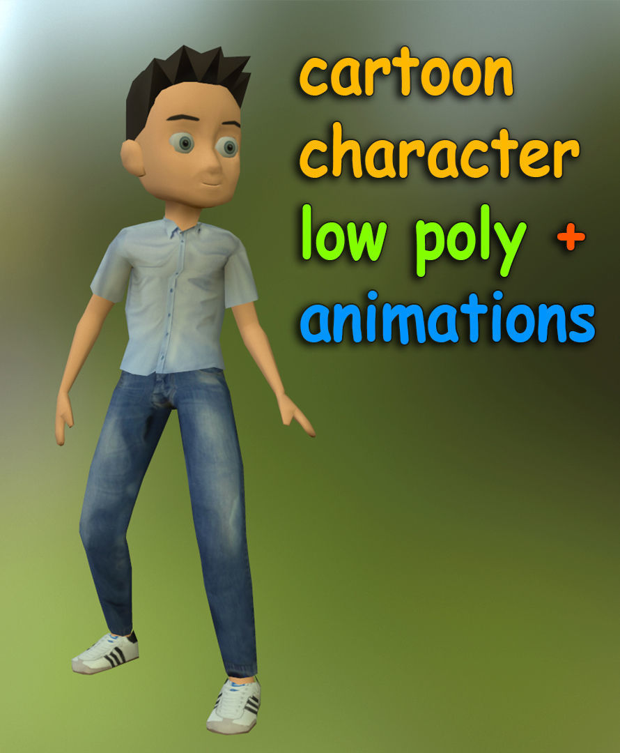 lowpoly cartoon character gameready and animations Free low-poly 3D model_9