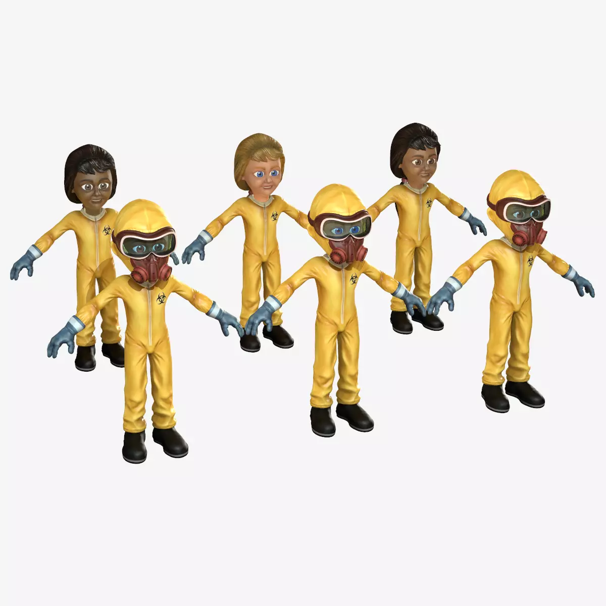 Hazmat Suit Girl Low-poly 3D model_0