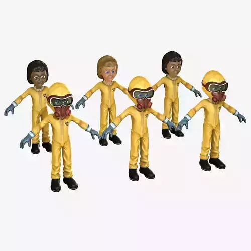 Hazmat Suit Girl Low-poly 3D model