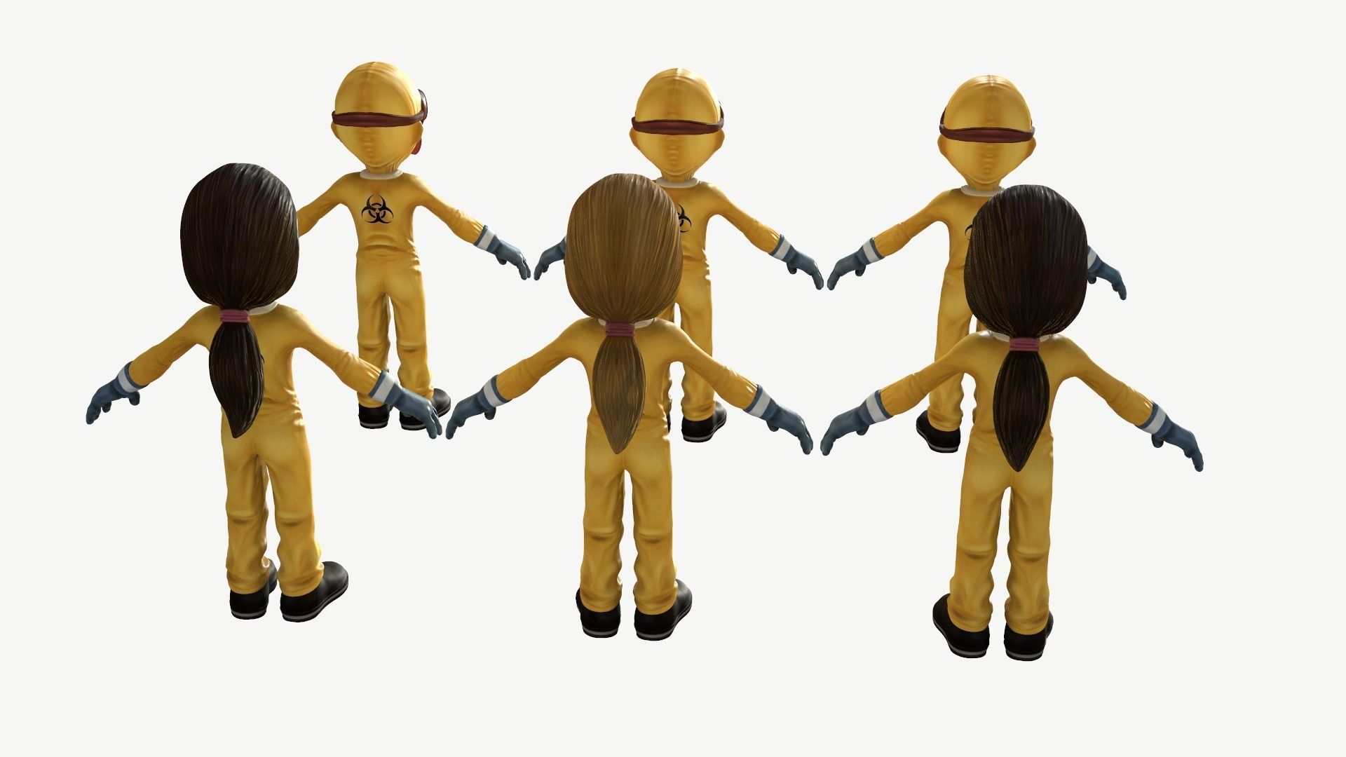 Hazmat Suit Girl Low-poly 3D model_7