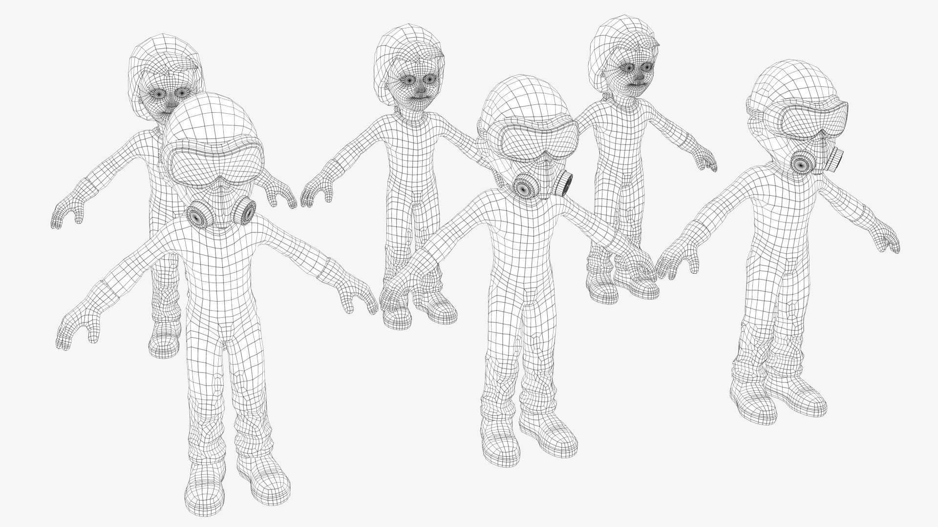 Hazmat Suit Girl Low-poly 3D model_2