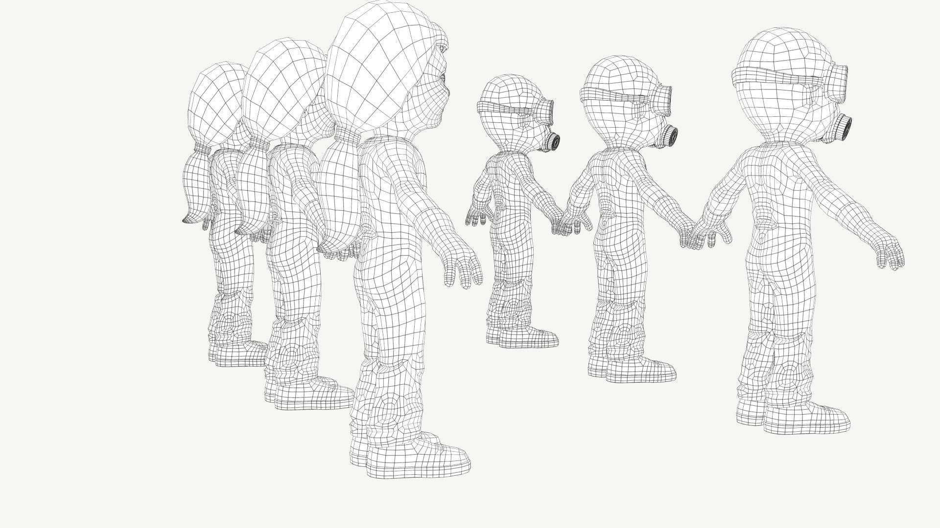 Hazmat Suit Girl Low-poly 3D model_6