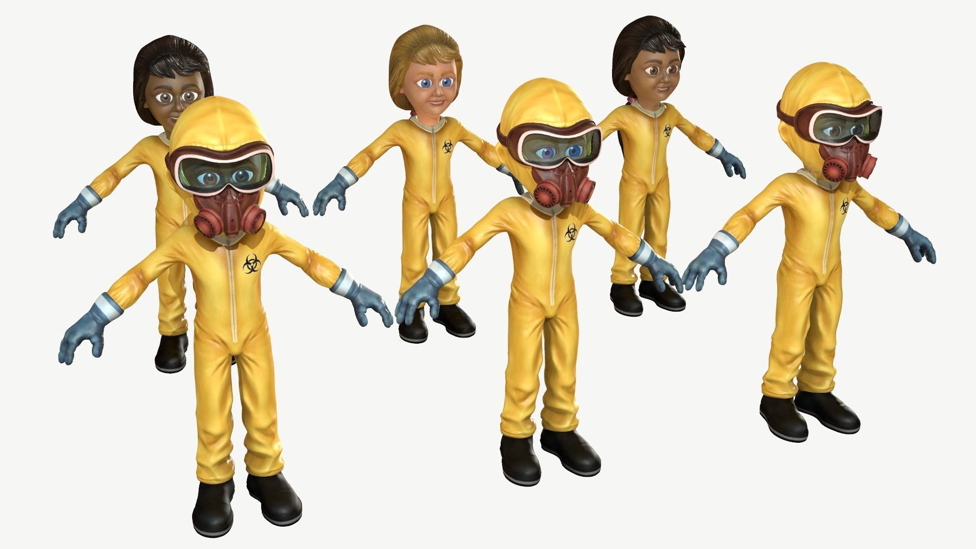 Hazmat Suit Girl Low-poly 3D model_1
