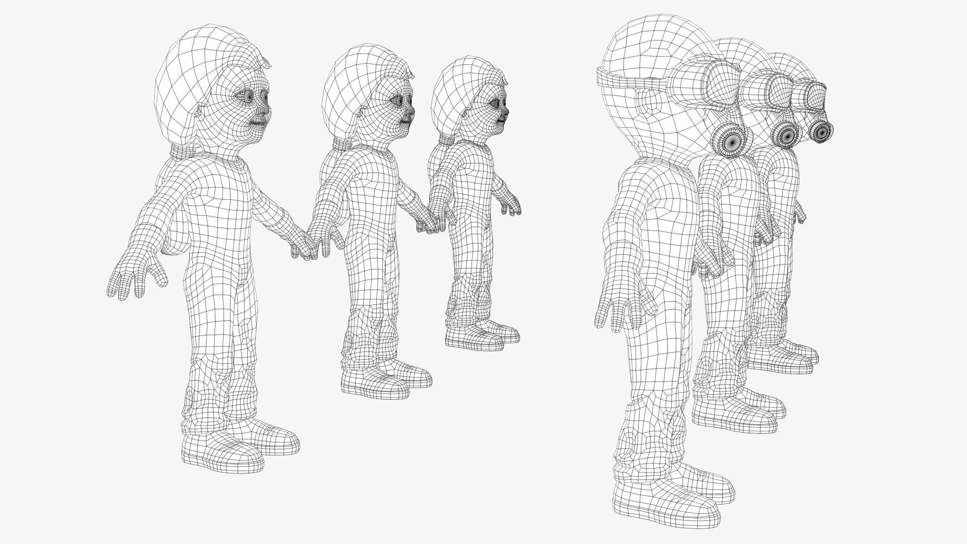 Hazmat Suit Girl Low-poly 3D model_4