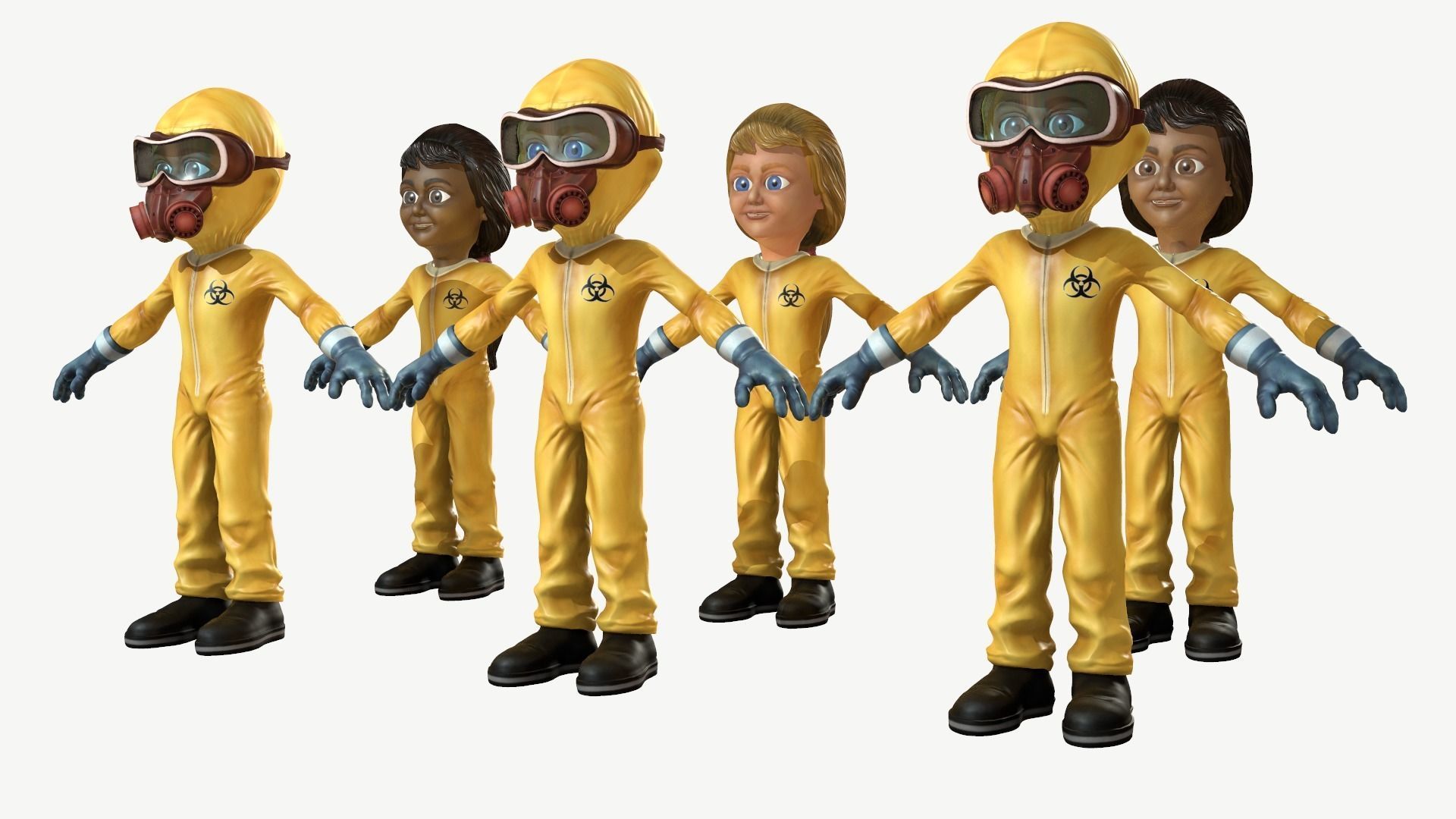 Hazmat Suit Girl Low-poly 3D model_11