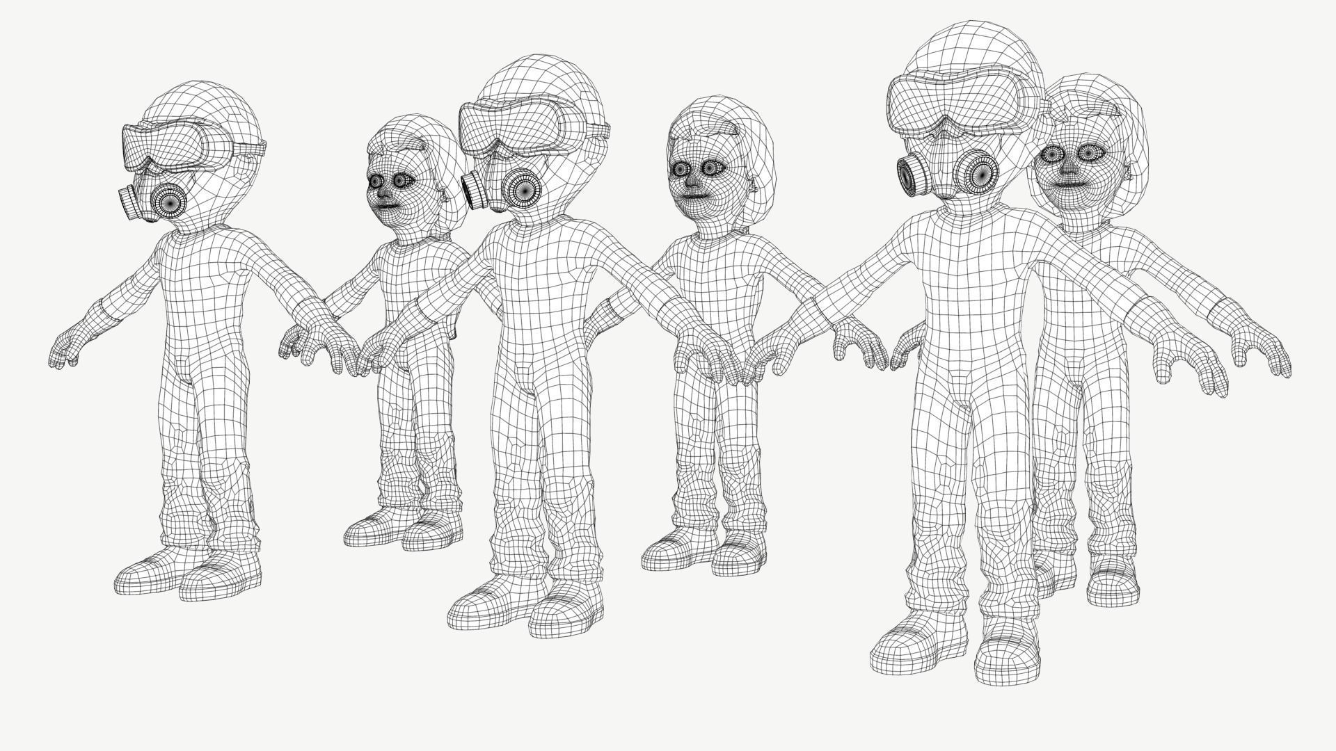 Hazmat Suit Girl Low-poly 3D model_12