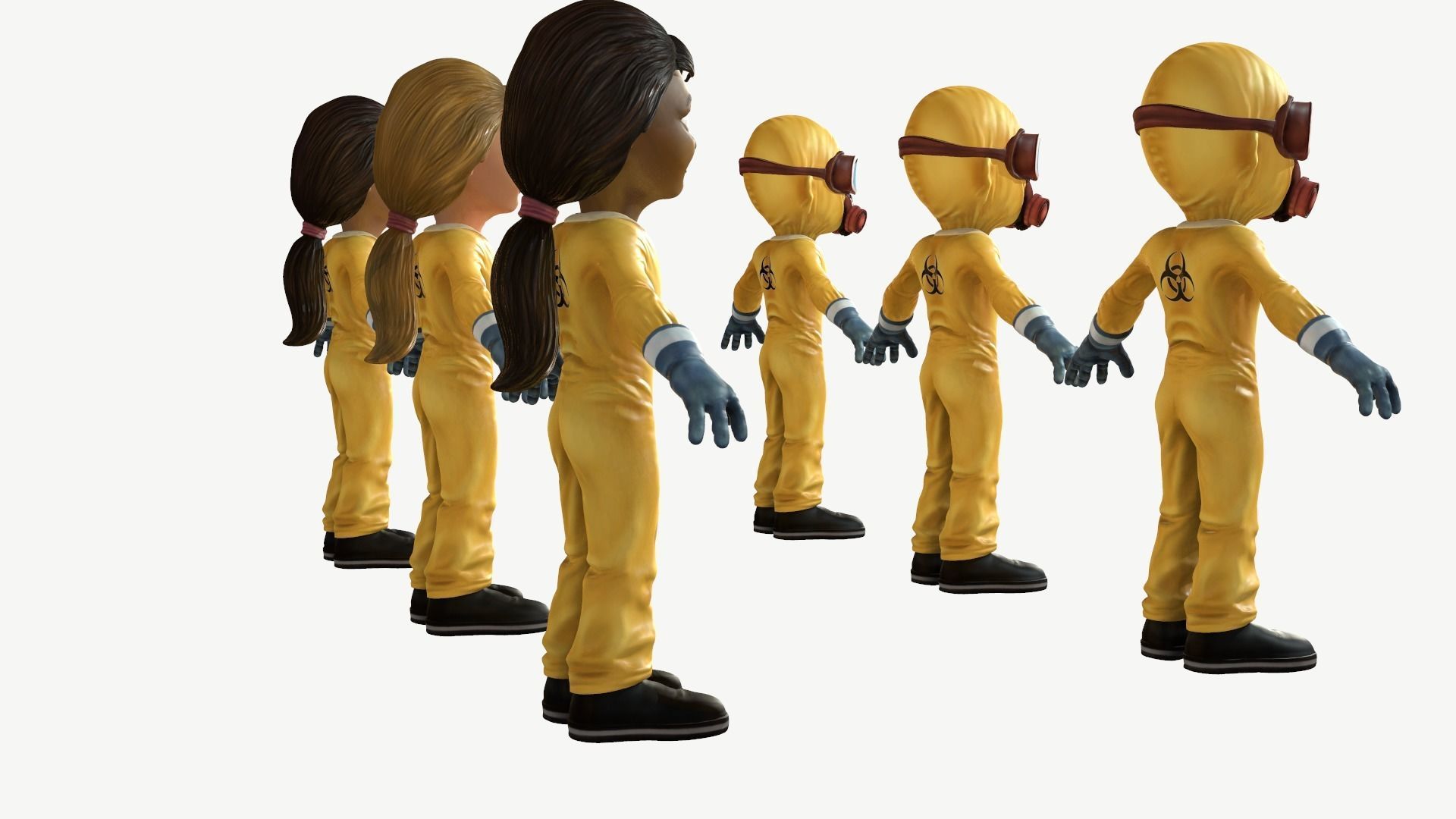 Hazmat Suit Girl Low-poly 3D model_5