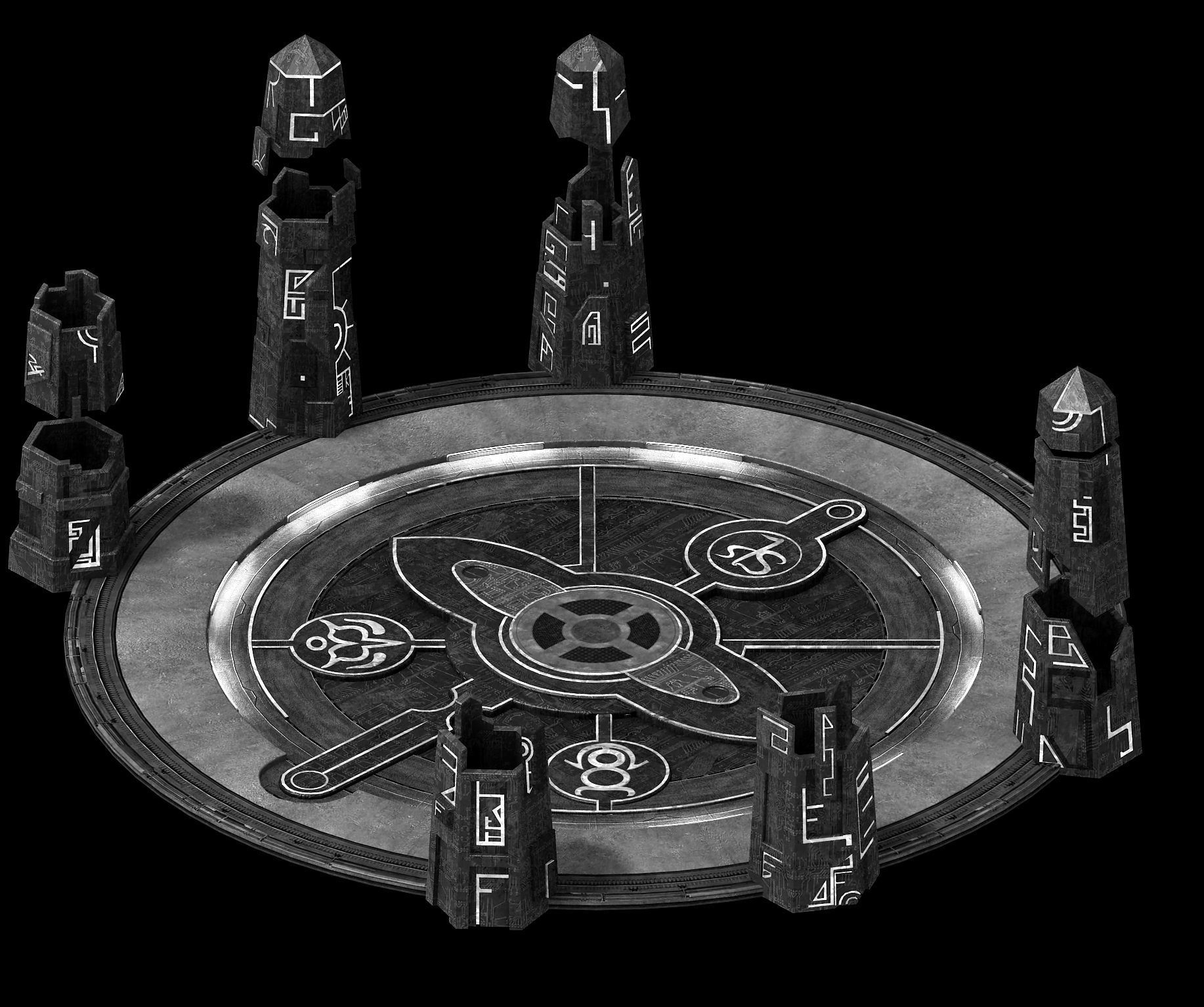 Heterogeneous - mysterious stone column 02 3D model_4