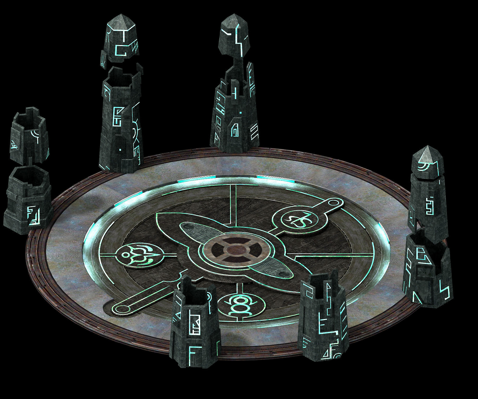 Heterogeneous - mysterious stone column 02 3D model_3