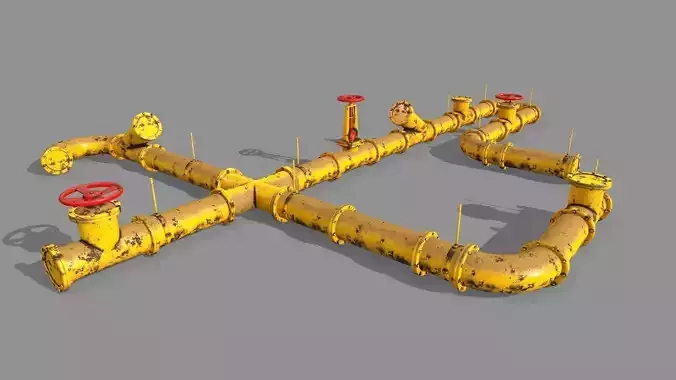 pipe set valve Low-poly 3D model