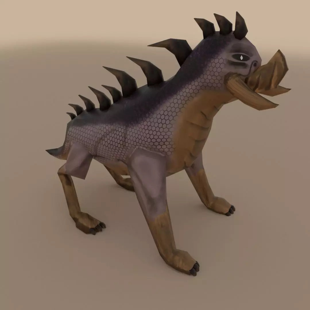 Creature dog with spikes Low-poly 3D model_0