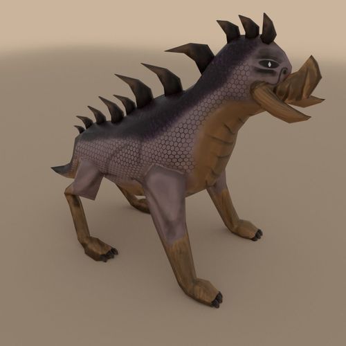Creature dog with spikes Low-poly 3D model