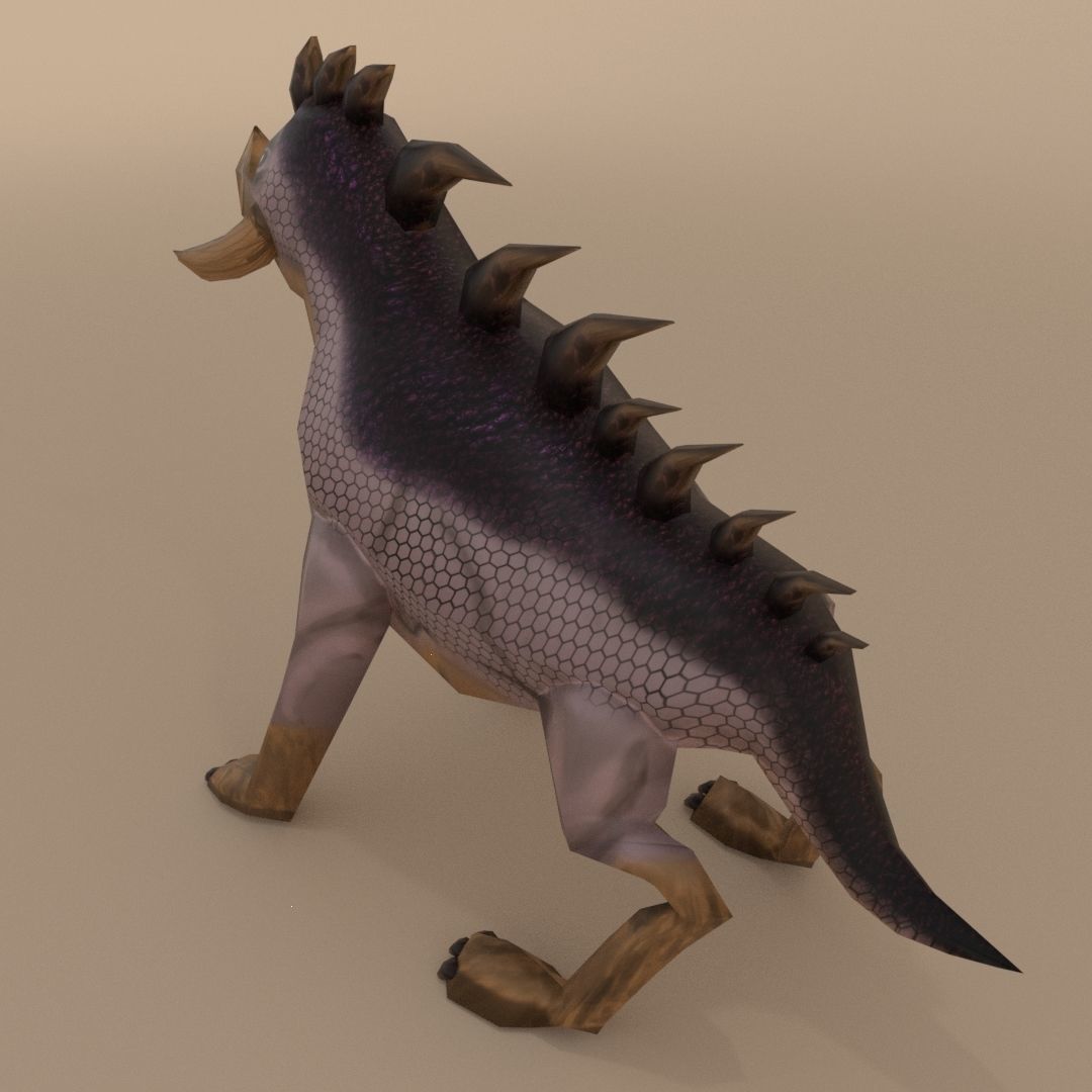 Creature dog with spikes Low-poly 3D model_2