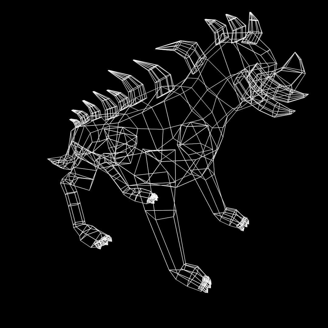 Creature dog with spikes Low-poly 3D model_4