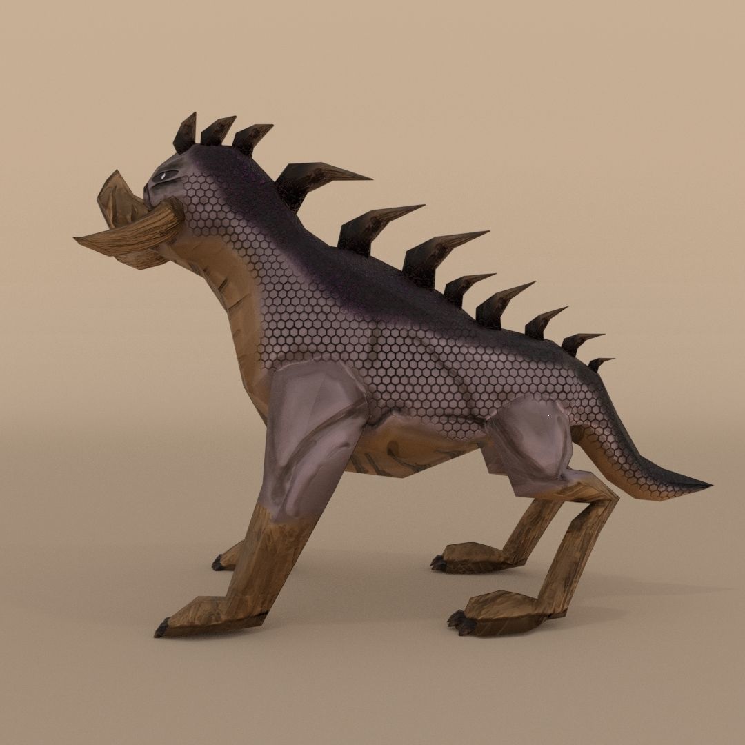 Creature dog with spikes Low-poly 3D model_1