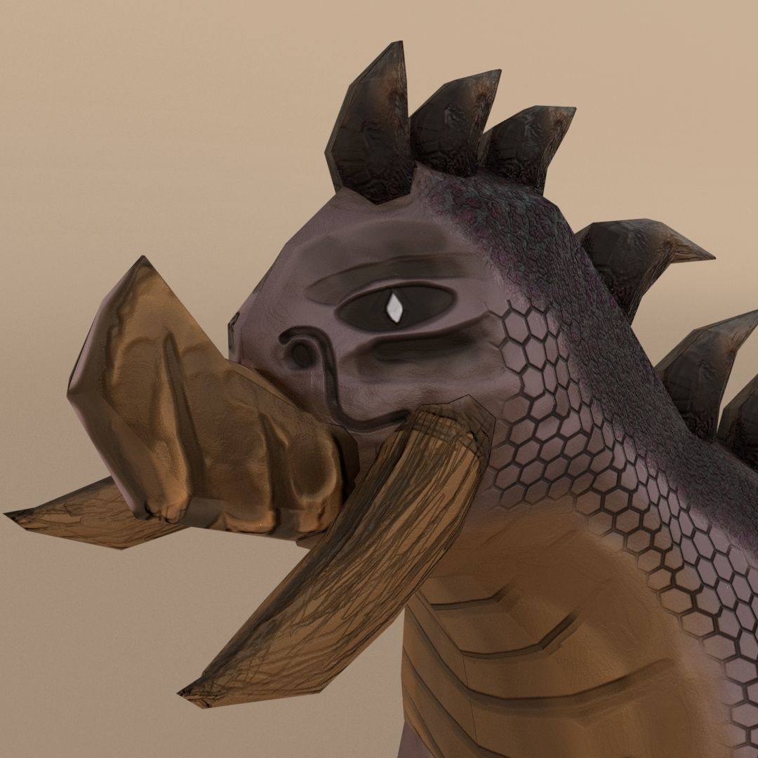 Creature dog with spikes Low-poly 3D model_3