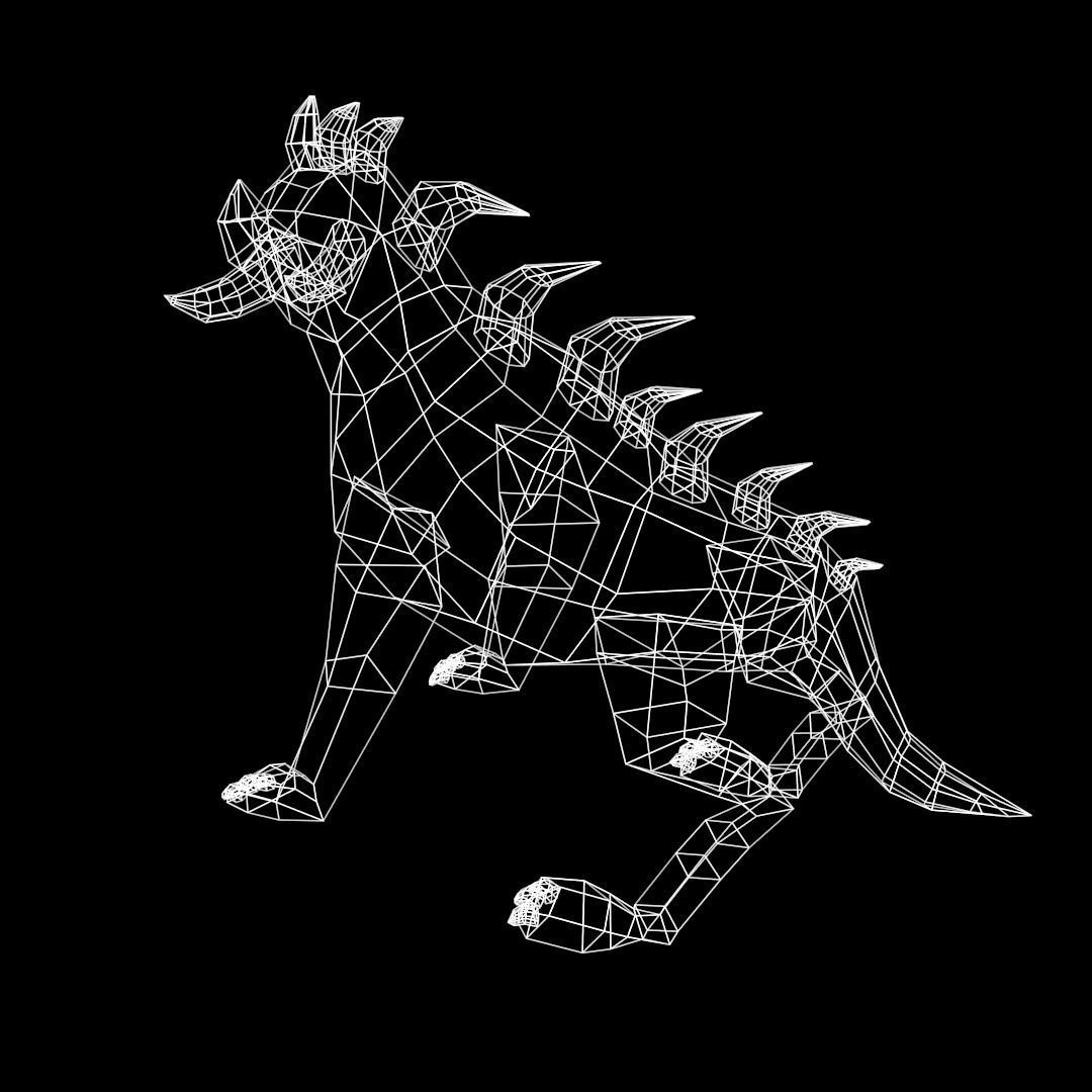 Creature dog with spikes Low-poly 3D model_6
