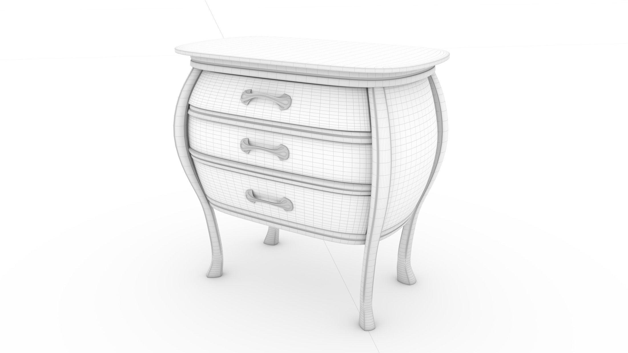 Art Nouveau Dresser - rigged Low-poly 3D model_8