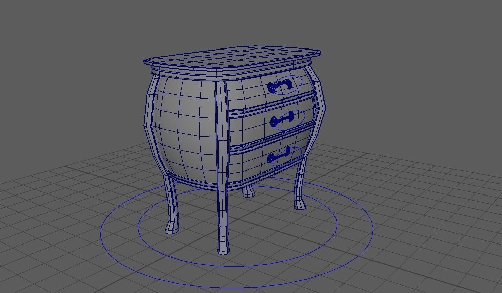 Art Nouveau Dresser - rigged Low-poly 3D model_9