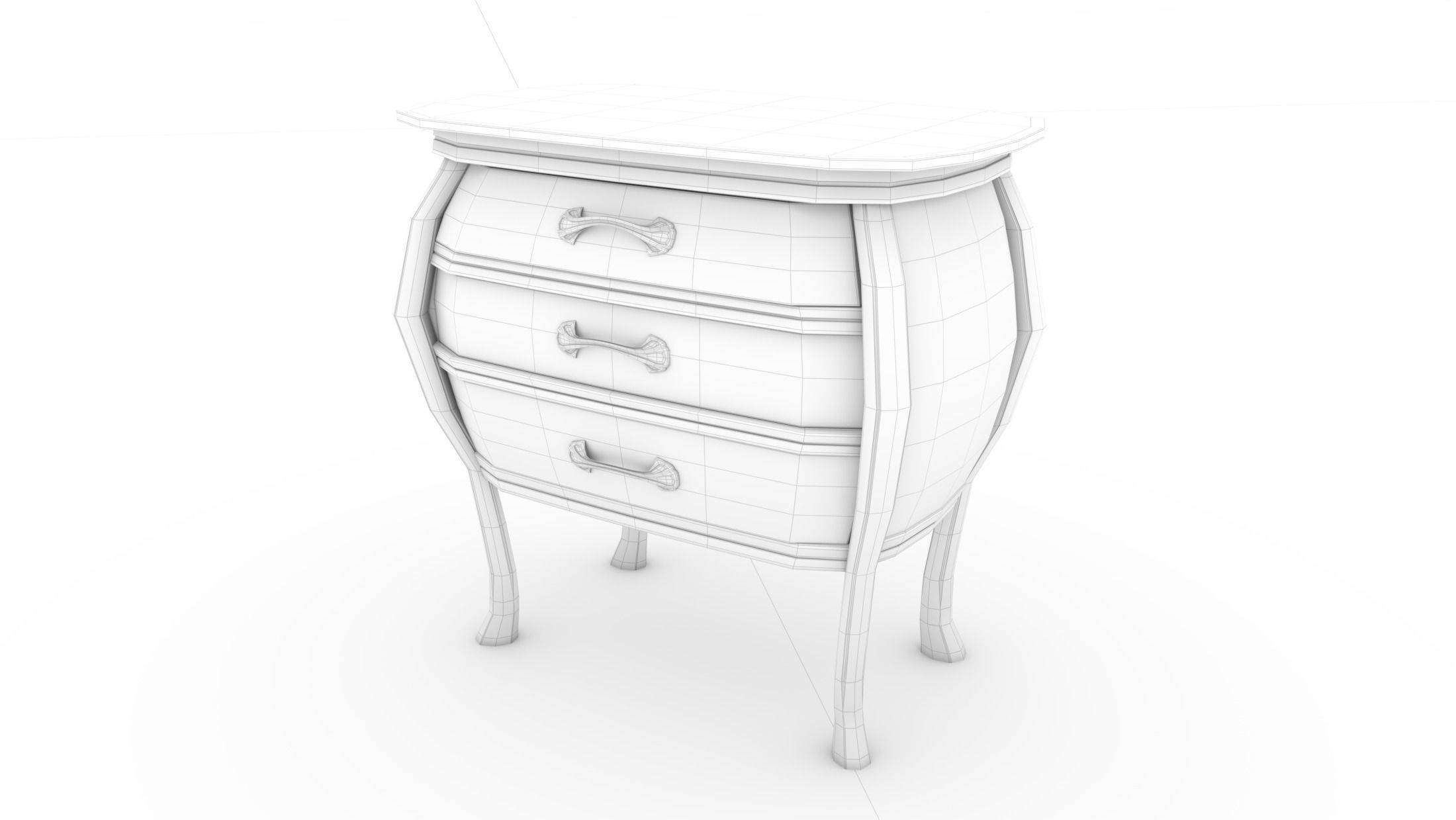 Art Nouveau Dresser - rigged Low-poly 3D model_6
