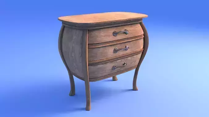 Art Nouveau Dresser - rigged Low-poly 3D model