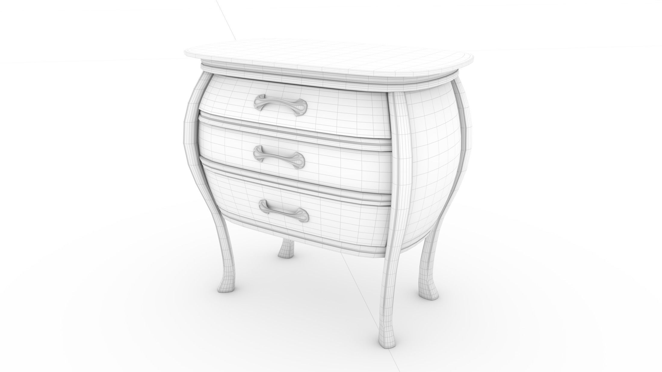 Art Nouveau Dresser - rigged Low-poly 3D model_7