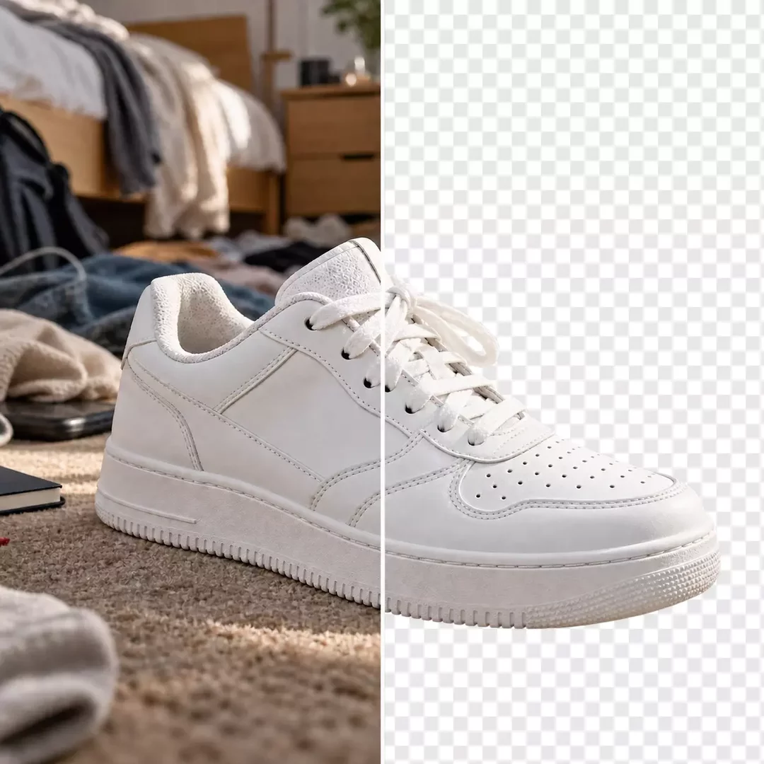 Eliminador de fondos con IA - zapatilla blanca