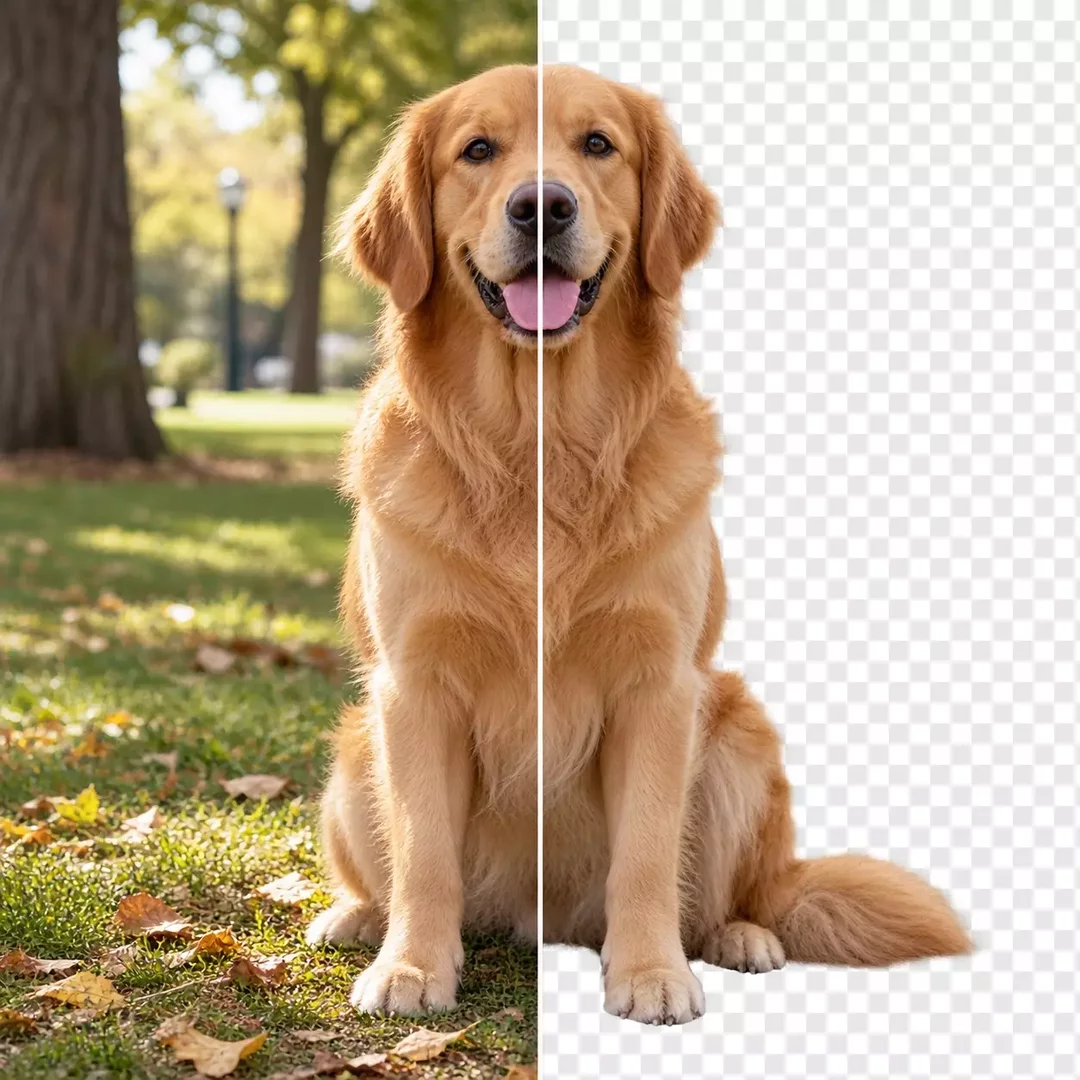Eliminador de fondos con IA - golden retriever
