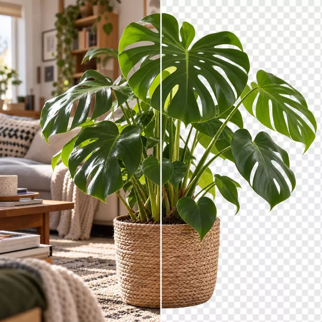 Eliminador de fondos con IA - planta monstera