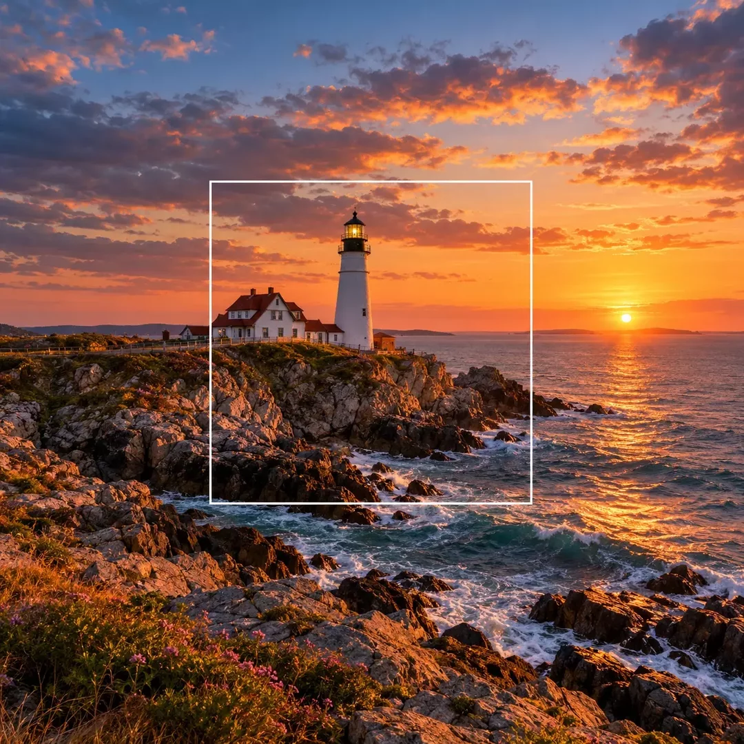 Free AI Outpainting Generator - lighthouse at sunset