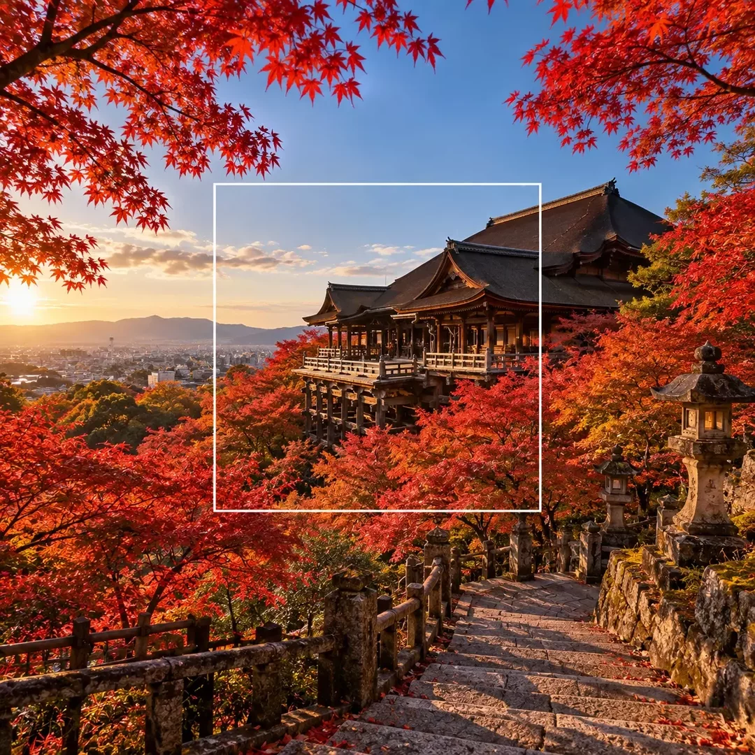 Free AI Outpainting Generator - Japanese temple in autumn